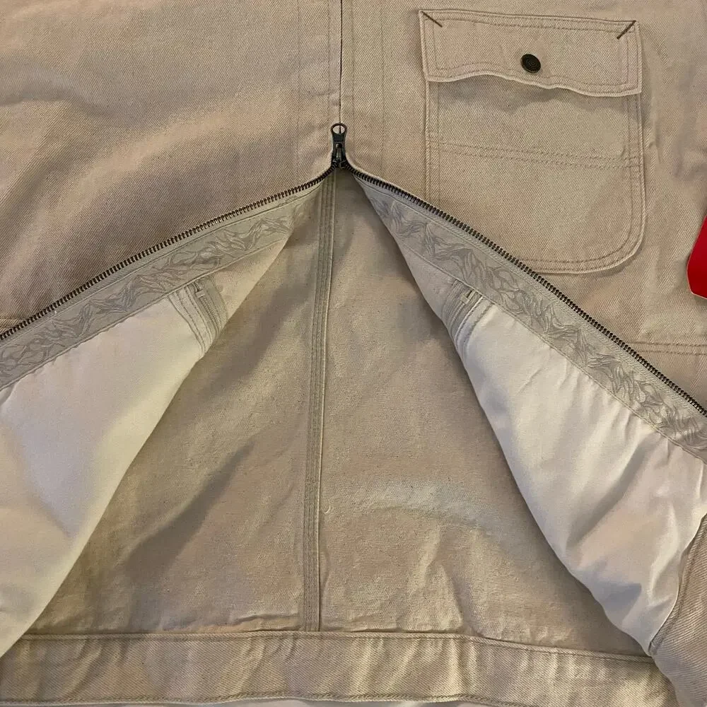 NWT Vans Skate Garage Jacket Mens XL Natural Beige Denim Full Zip Skater Casual